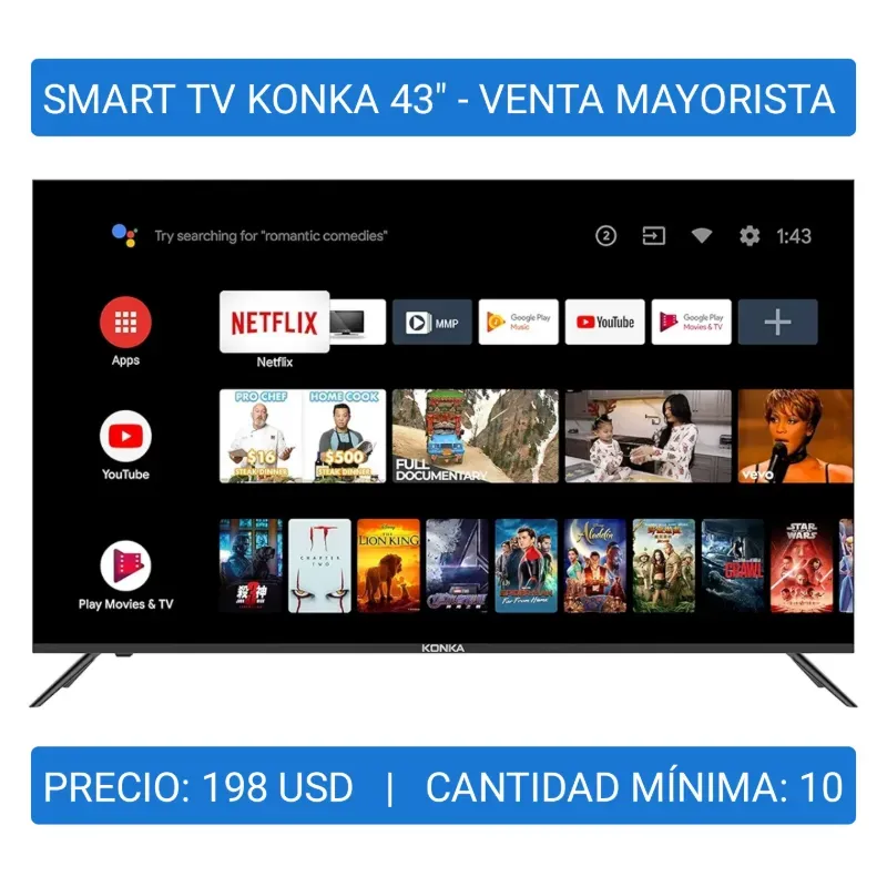 SMART TV KONKA 43" - VENTA MAYORISTA 