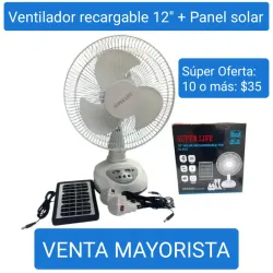 VENTILADOR RECARGABLE DE MESA SUPER LIFE 12" + PANEL SOLAR 