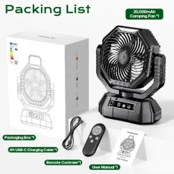 VENTILADOR RECARGABLE PORTÁTIL F6 20 MIL MAH
