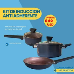 Juego de olla , inducción y gas.