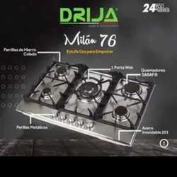 Cocinas Plateadas Empotrables de gas 5 hornillas