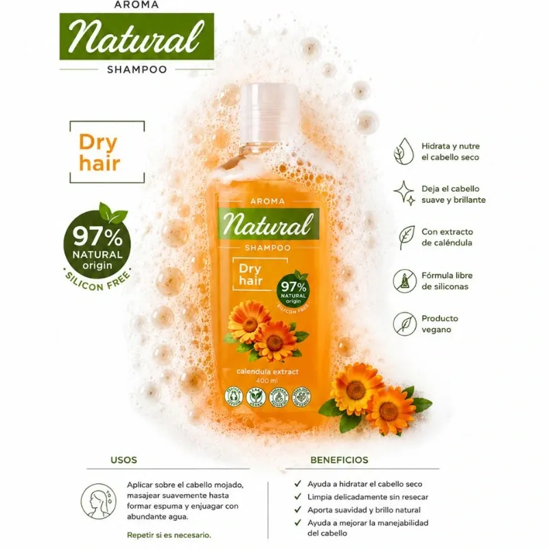 Aroma Natural Shampoo Dry Hair – Extracto de Caléndula
