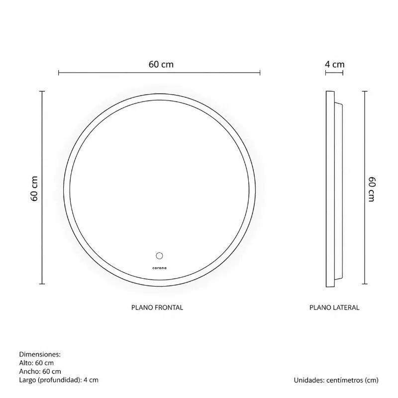 Espejos Aro Led 60cm