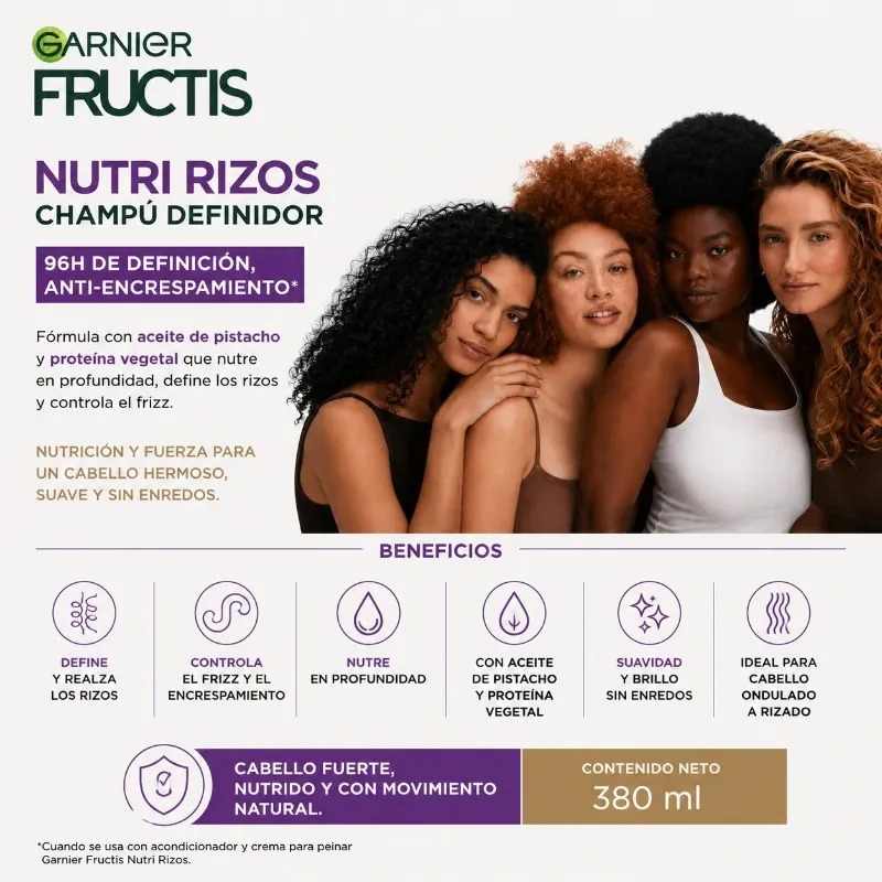 Garnier Fructis Nutri Rizos Champú Definidor