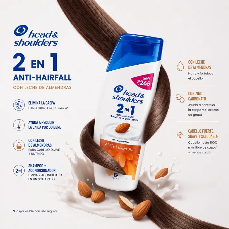 Head & Shoulders 2 en 1 Anti-Hairfall con Leche de Almendras