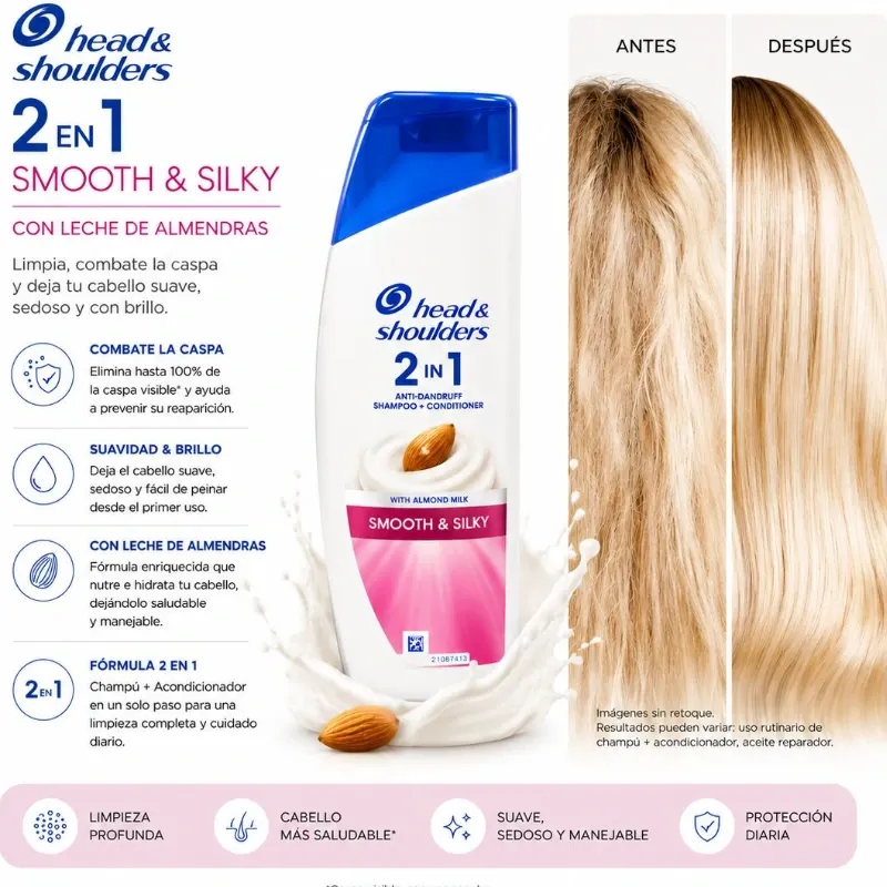 Head & Shoulders 2 en 1 Smooth & Silky con Leche de Almendras