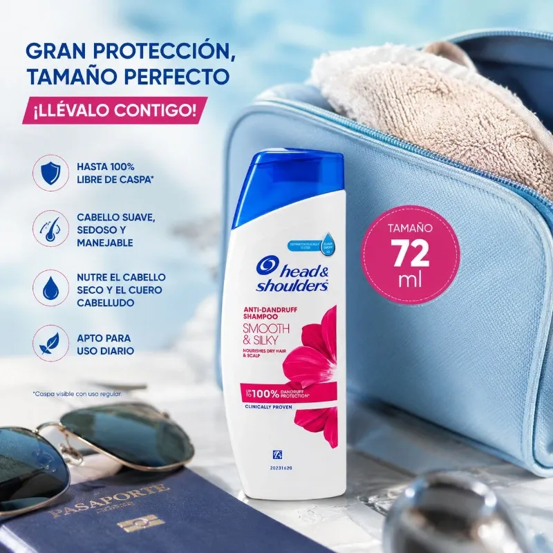 Head & Shoulders Smooth & Silky Shampoo Anticaspa – Tamaño Viaje
