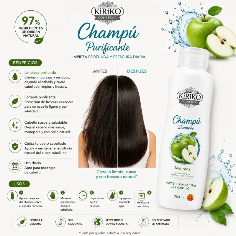 KiRiKo Cosmética Champú Manzana