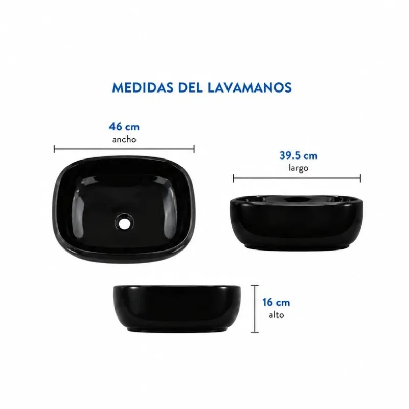 Lavamanos Cascade Vessel Negro Brillante