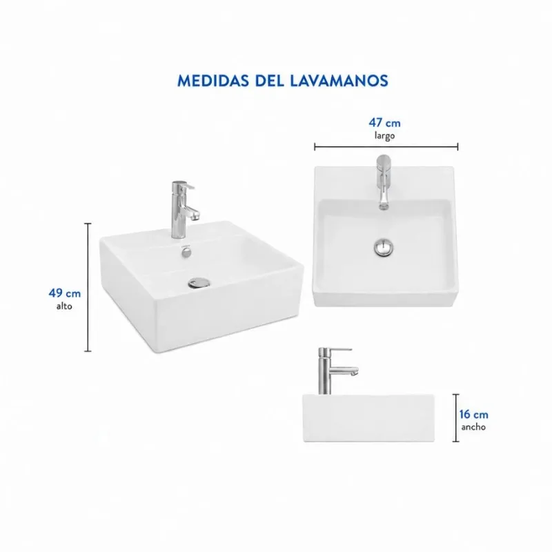 Lavamanos Vessel Razionale Blanco + Desagüe