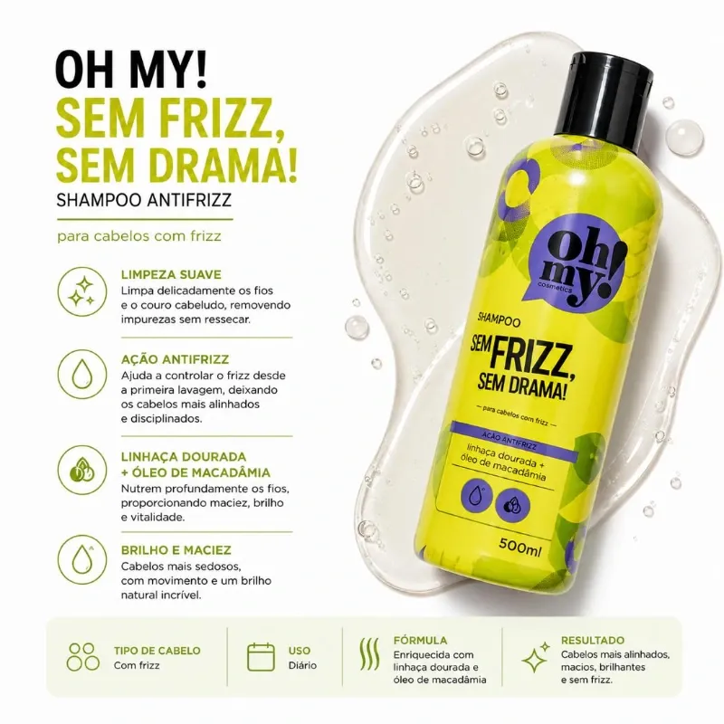 Oh My! Sem Frizz, Sem Drama! Shampoo Antifrizz