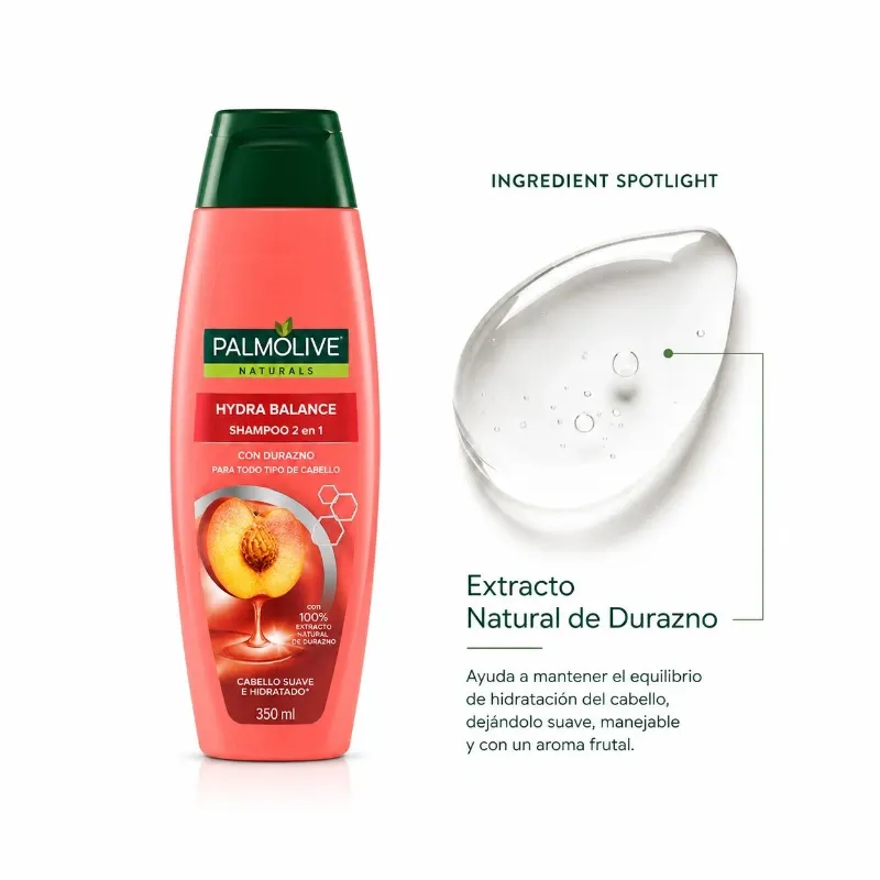 Palmolive Naturals Hydra Balance Shampoo 2 en 1 con Durazno