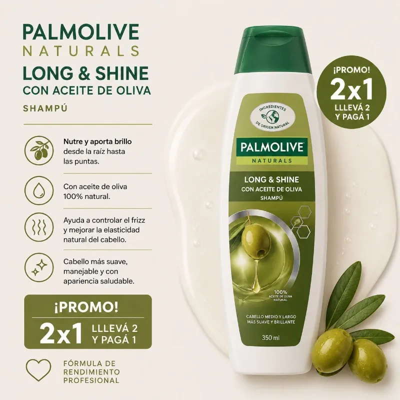 Palmolive Naturals Long & Shine Shampoo con Aceite de Oliva