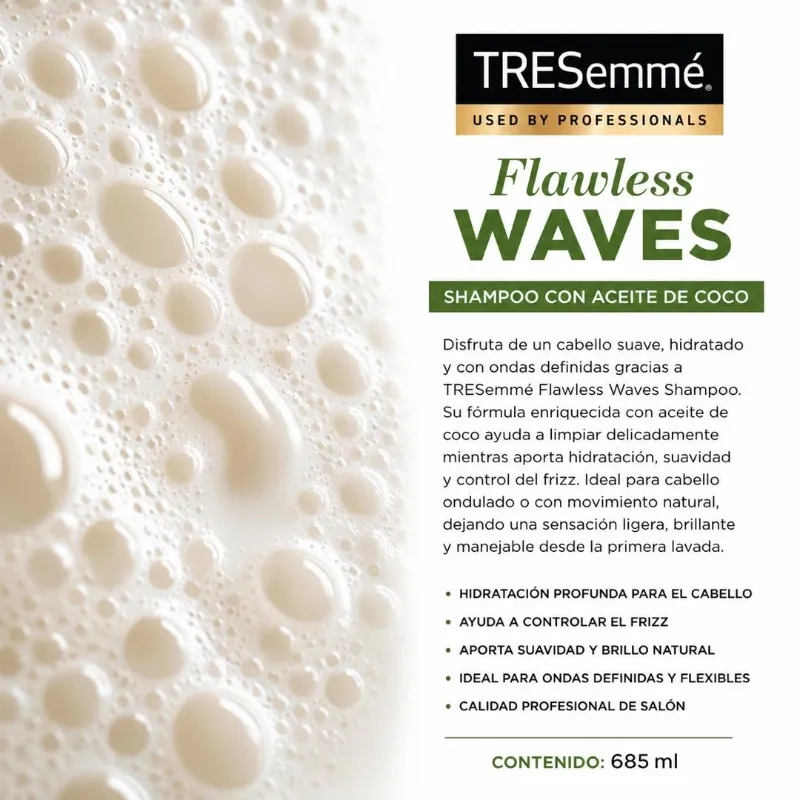TRESemmé Flawless Waves Shampoo con Aceite de Coco
