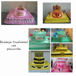 Bandeja tradicional con piso redondo arriba (relleno crema de chocolate o dulce de leche) a su elección 