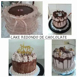 Redondo masa, relleno, merengue y cubierta de chocolate