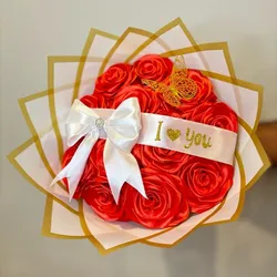 Ramo de 12 Rosas Eternas con listón