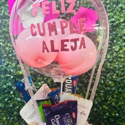Regalo globo burbuja rosa