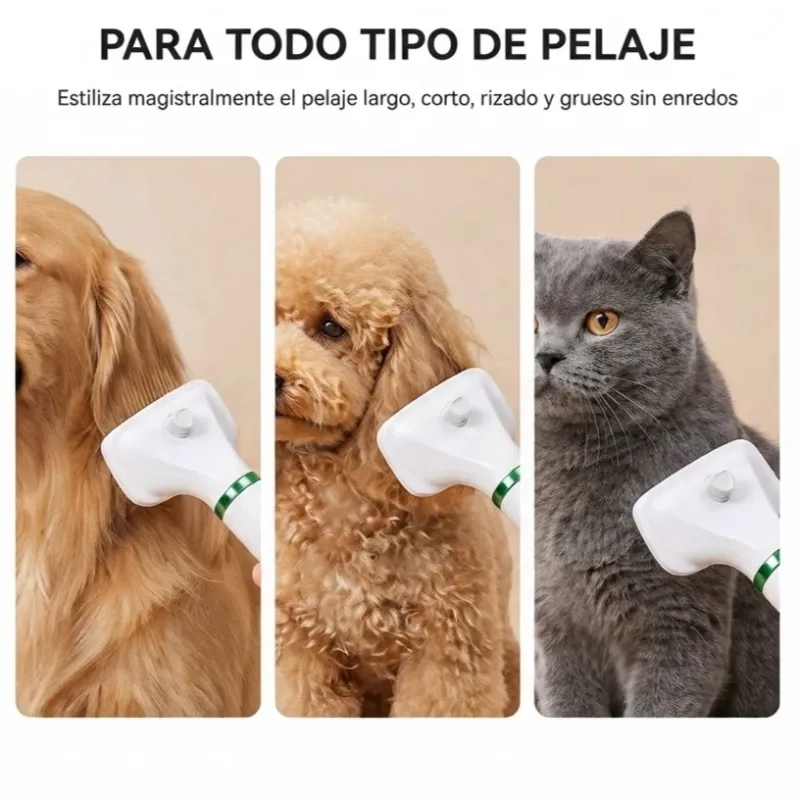 Cepillo con secador para mascotas