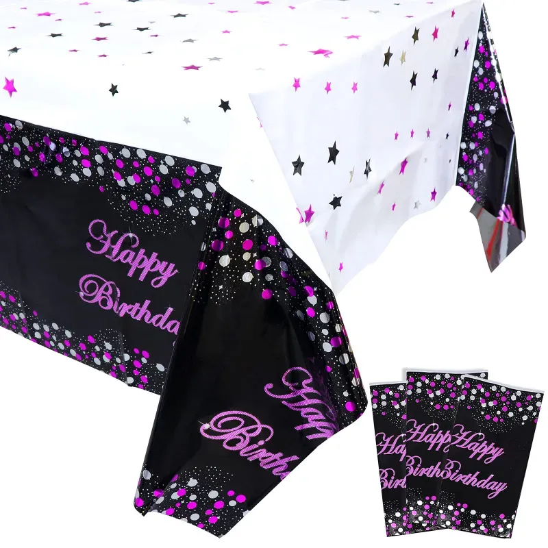 Mantel morado-blanco con estrellas 