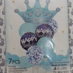 Set de 7 globos CORONA. Azul 
