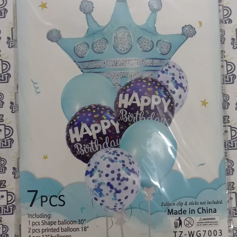 Set de 7 globos CORONA. Azul 