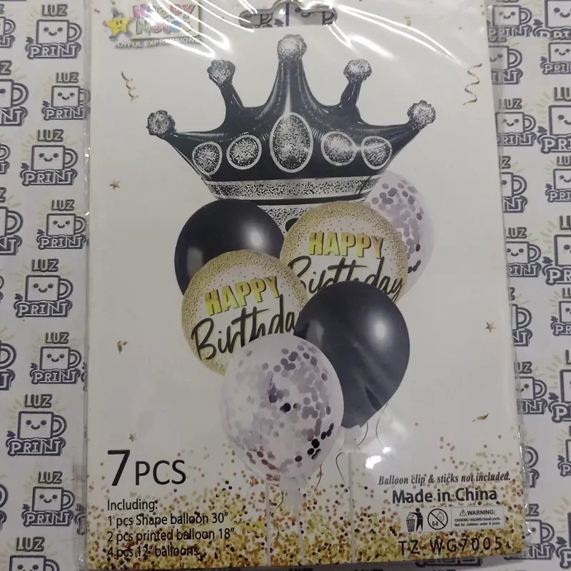 Set de 7 globos CORONA. Negro