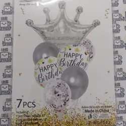 Set de 7 globos CORONA. Plateado
