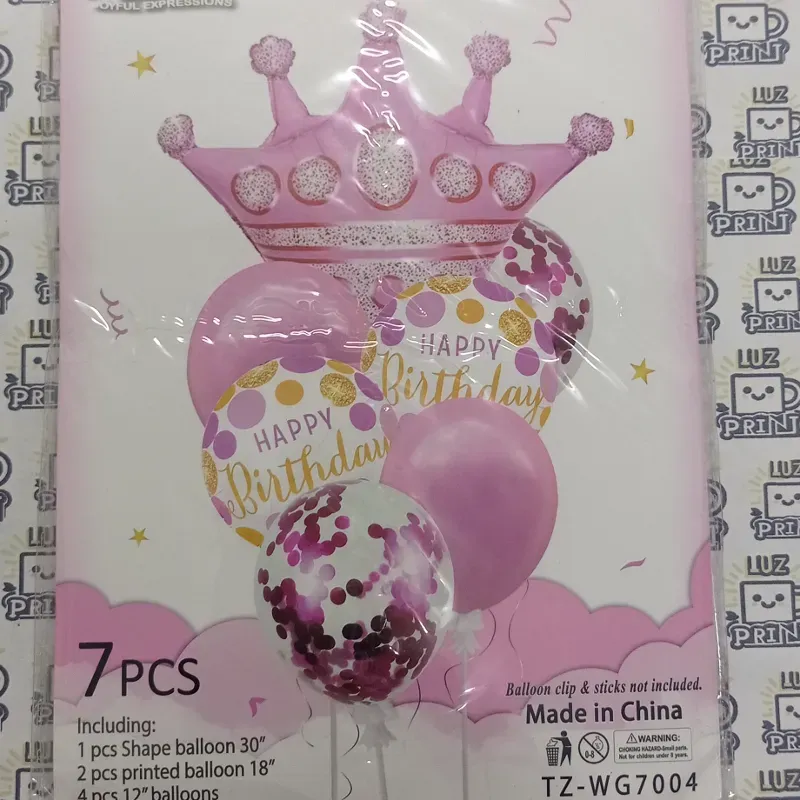 Set de 7 globos CORONA. Rosado