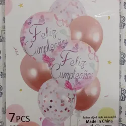 Set de 7 globos. Rosado