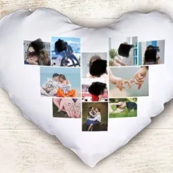 Cojín blanco 🤍 en forma de corazón 