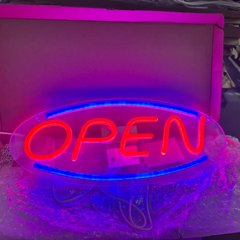 Cartel Open Rojo y Azul 