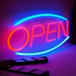 Cartel Open Rojo y Azul 