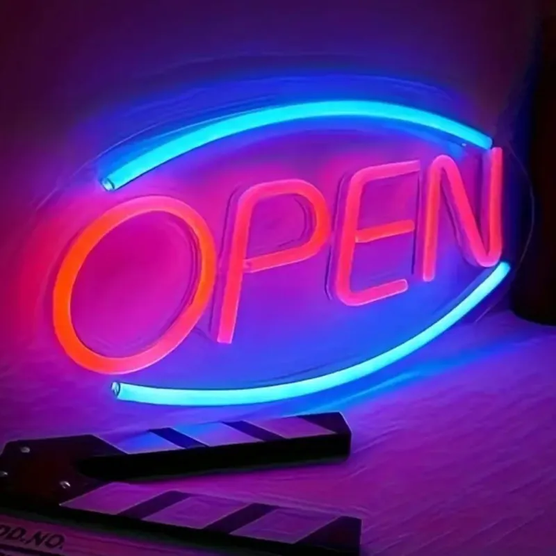 Cartel Open Rojo y Azul 