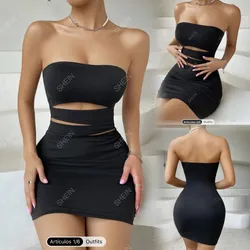 Vestido Tubo negro c/ abertura