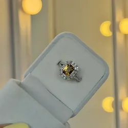 Anillo Ámbar rectangular