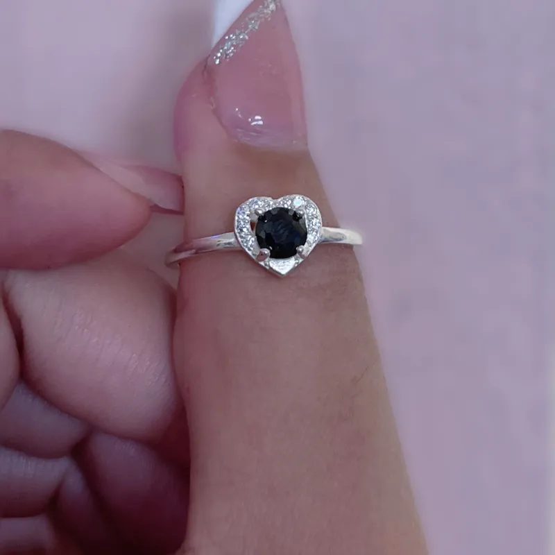 Anillo Corazón piedra negra 🖤🖤🖤