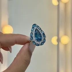 Anillo grande pedrería turquesa