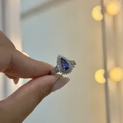 Anillo lagrima azul