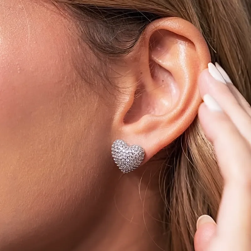 Aretes corazón pave 