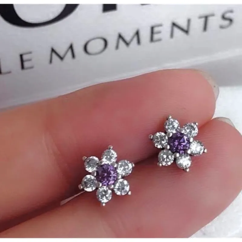 Aretes flor malva 