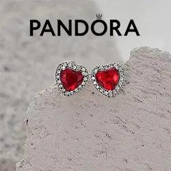 Aretes Pandora corazón rojo 