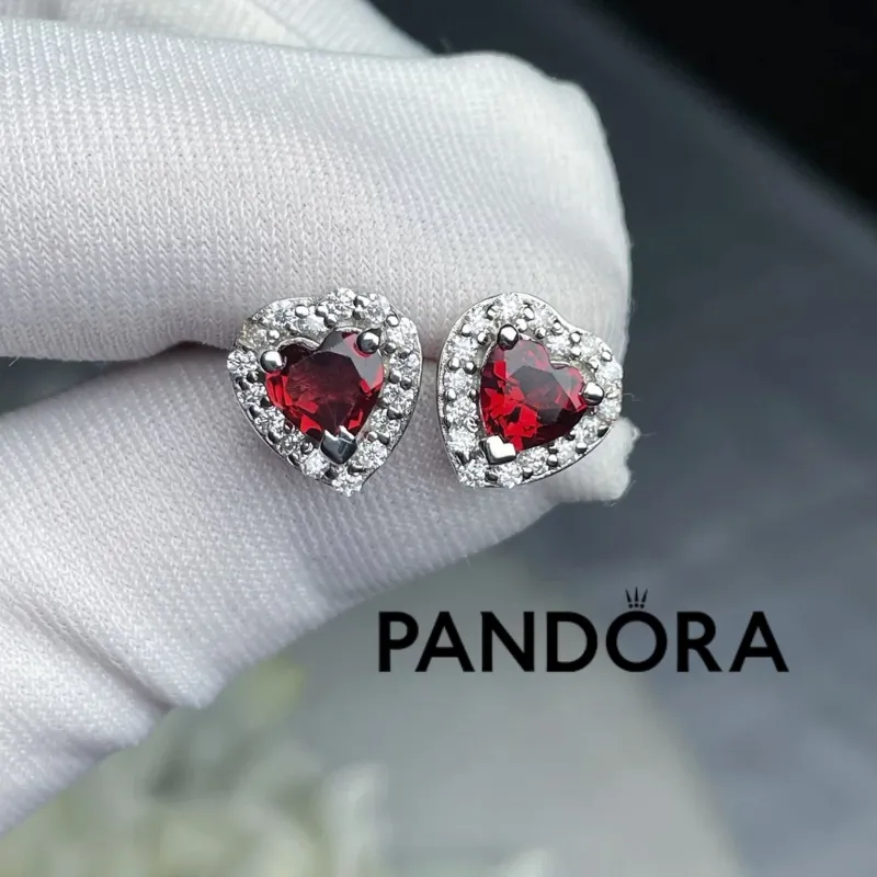 Aretes Pandora corazón rojo 
