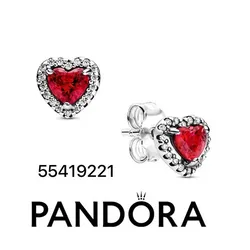 Aretes Pandora corazón rojo 