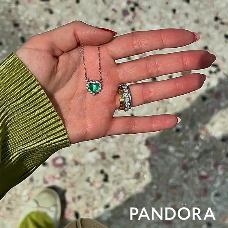 Cadena de Pandora corazón verde 