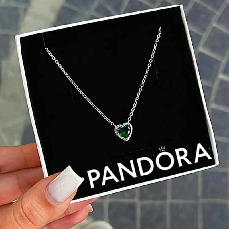 Cadena de Pandora corazón verde 