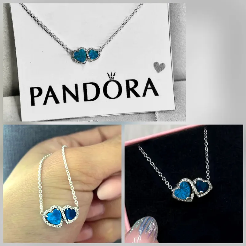 Cadena pandora corazones azules