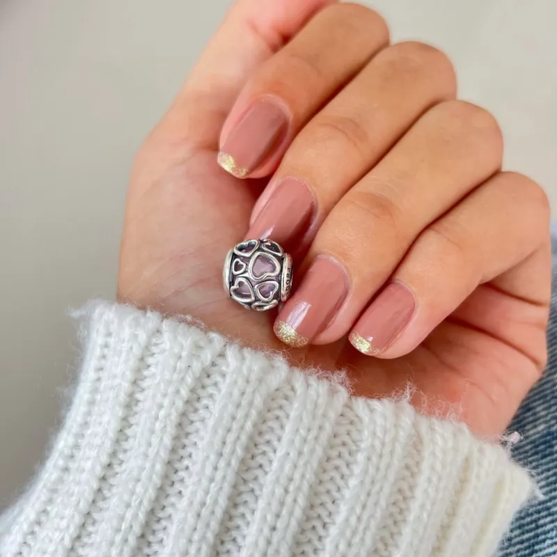 Charm corazones cristal rosa