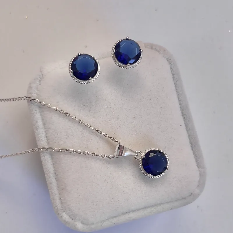 Conjunto de plata azul 
