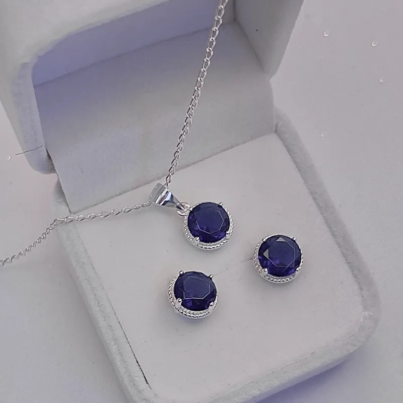 Conjunto de plata azul 